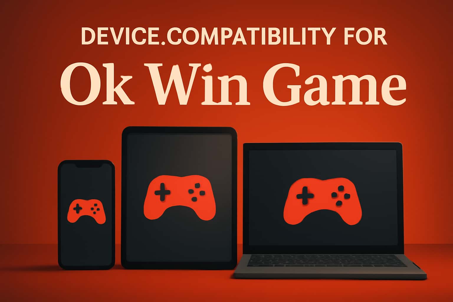 An informational graphic showcasing device compatibility for Ok Win Game including the text 'Device Compatibility for Ok Win Game'.