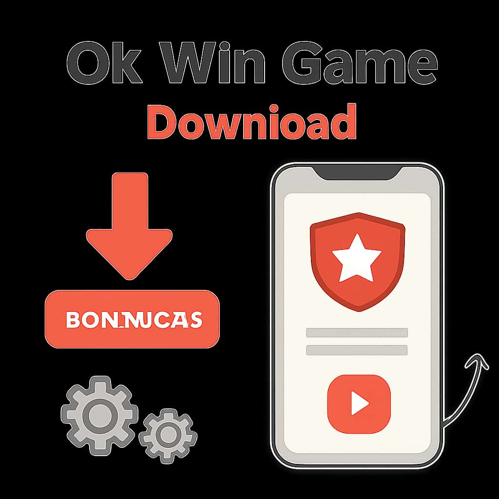 Illustration explaining the downloading process of Ok Win Game.