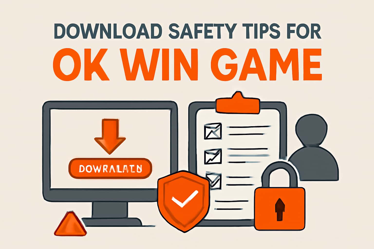 Informational graphic about downloading safety tips for Ok Win Game