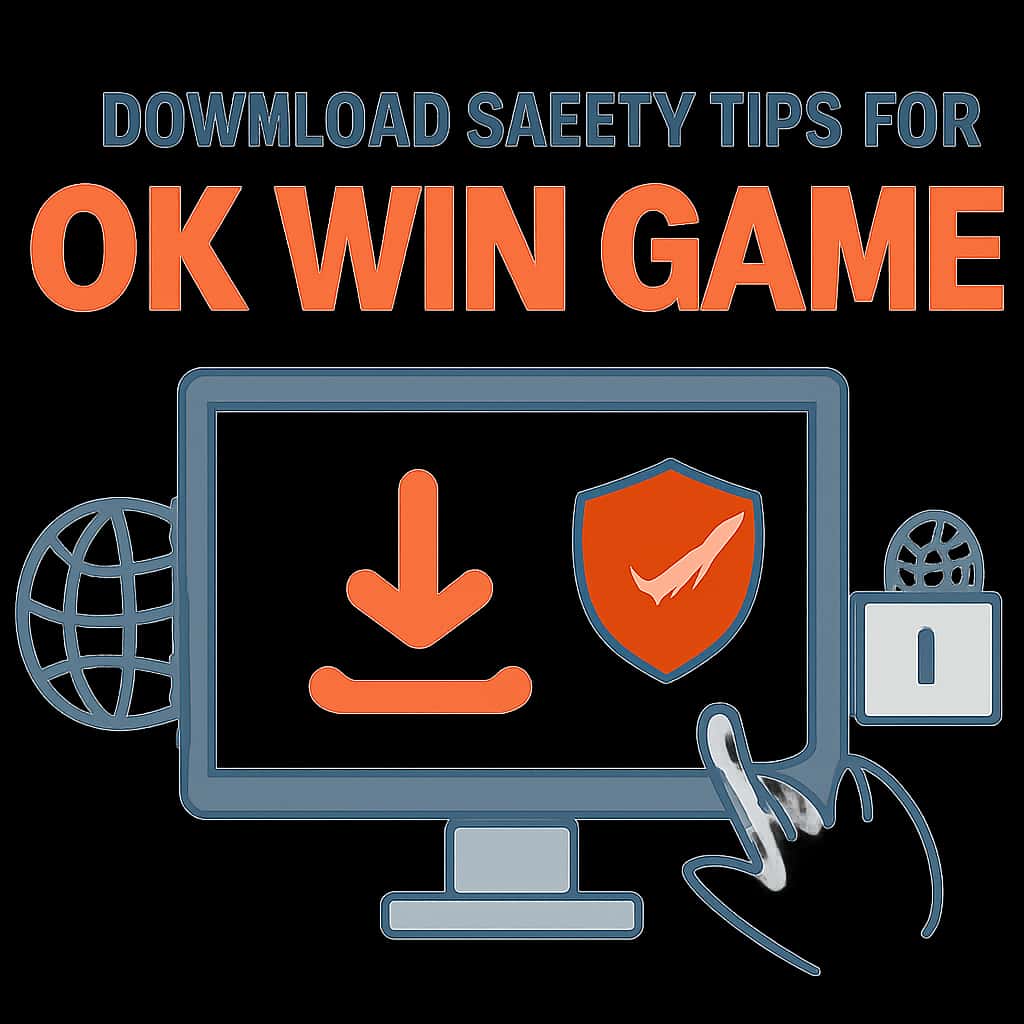 Diagram explaining download safety tips for Ok Win Game
