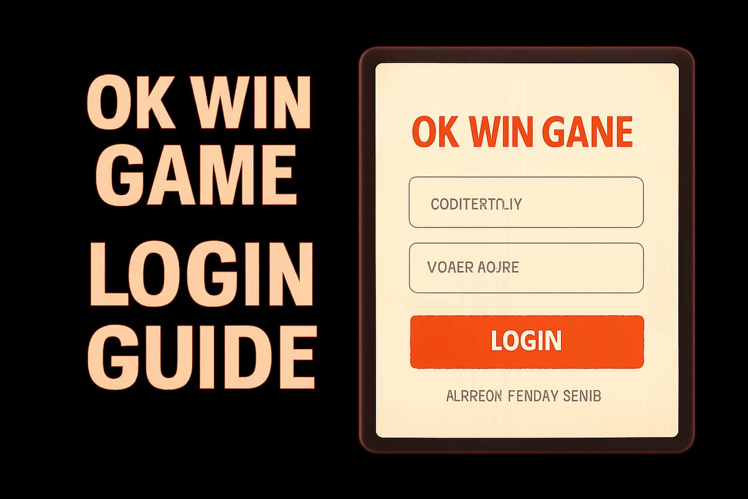 Informational scene depicting the Ok Win Game Login Guide with relevant text.