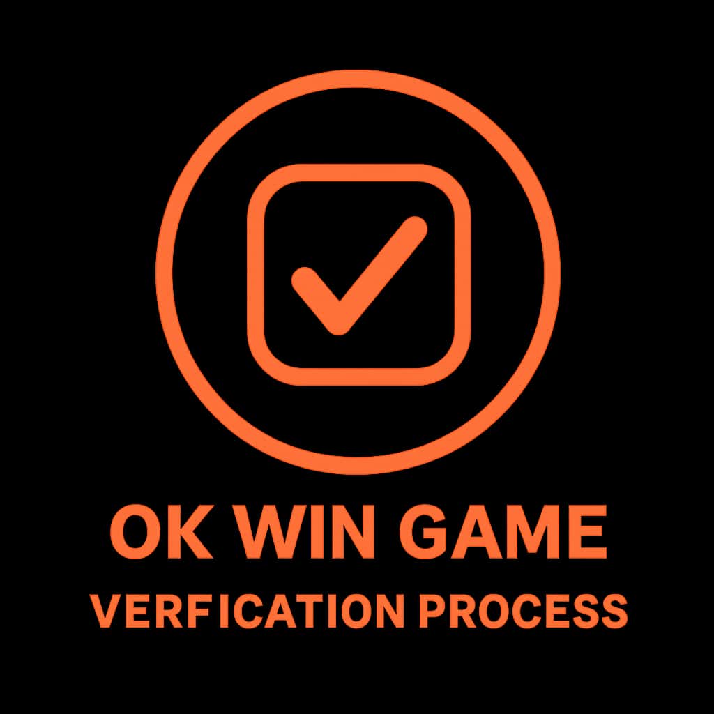 A minimal badge representing the verification process for Ok Win Game.